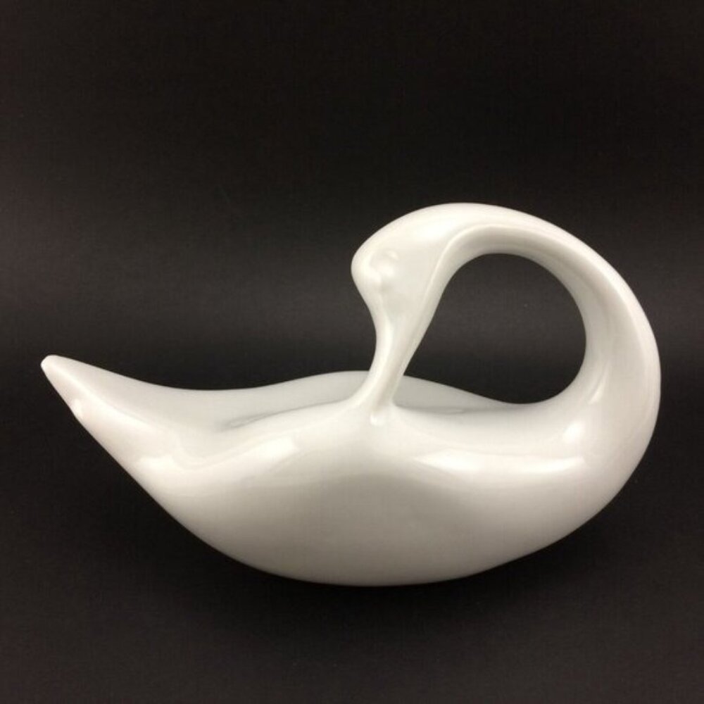 Vintage Naaman Porcelain Swan Figurine Made in Israel White Israeli